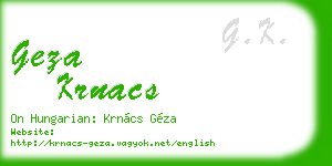 geza krnacs business card