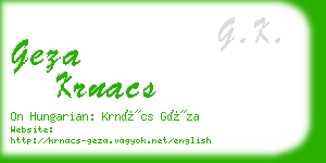 geza krnacs business card